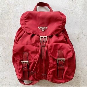 ❤️ PRADA Tessuto Backpack Nylon Bag Red 90’s